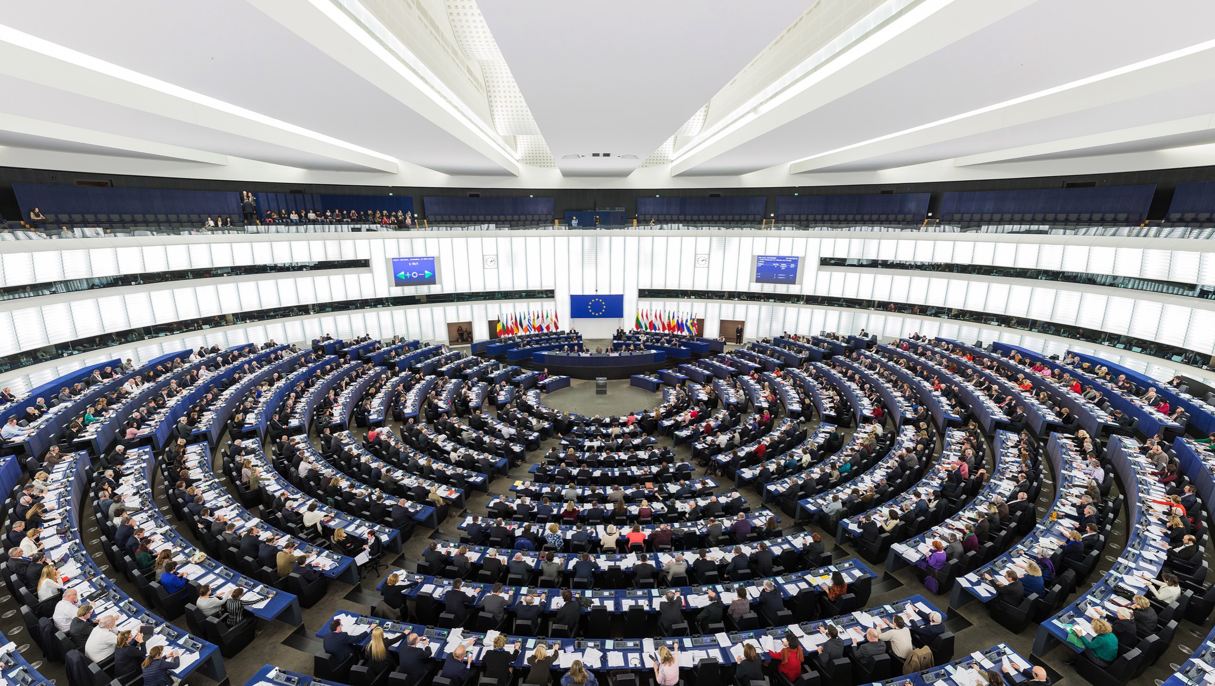 The hemicycle of the European Parliament in Strasbourg, in session