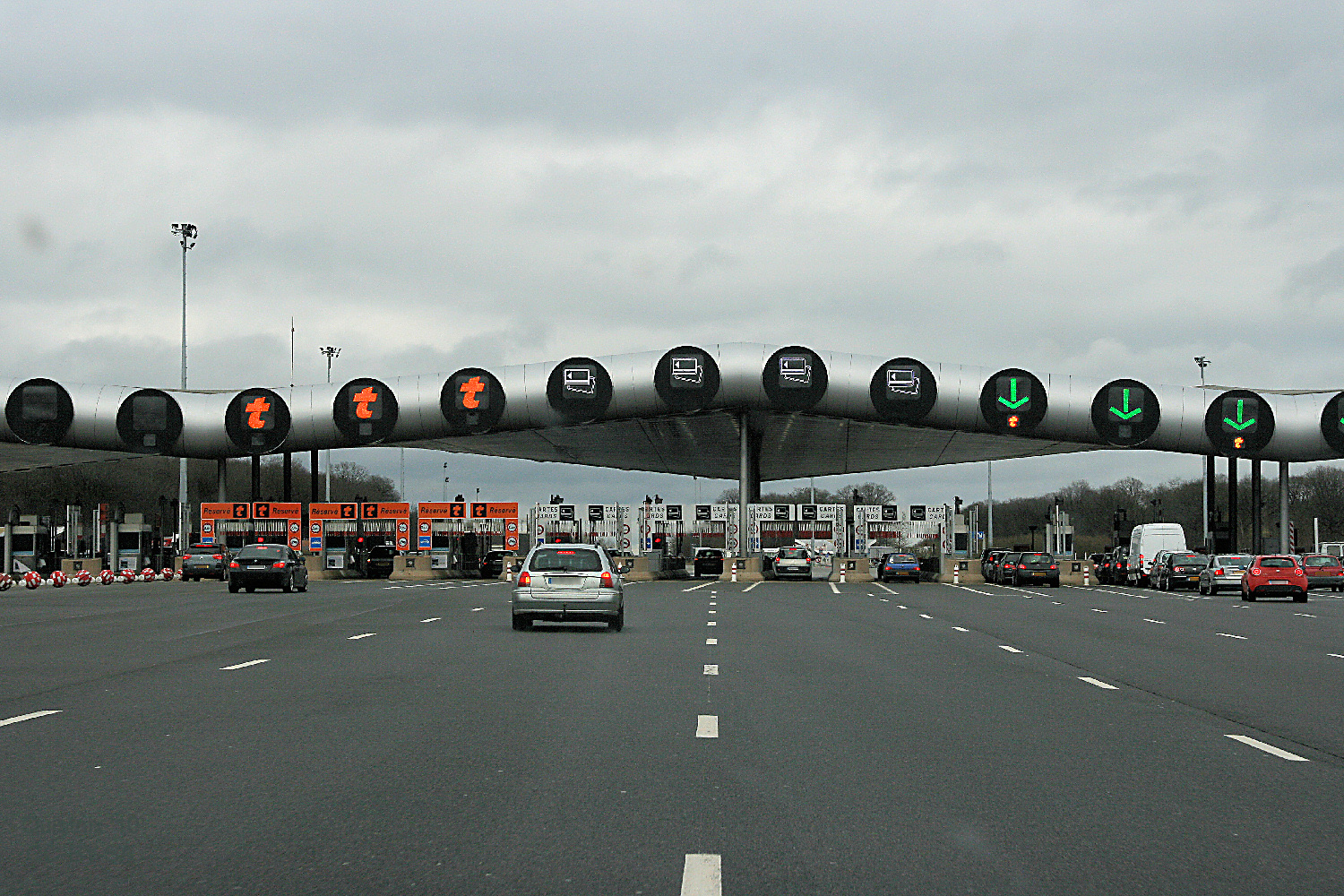 A motorway toll plaza near Paris